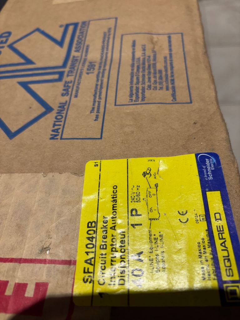 Square D SFA1040B single pole 40A circuit breaker