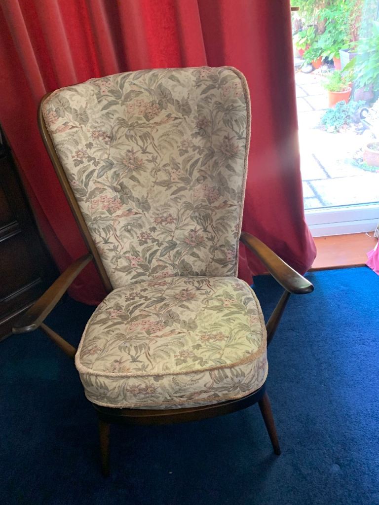 Ercol High Back Easy Armchair Traditional Dark Wood