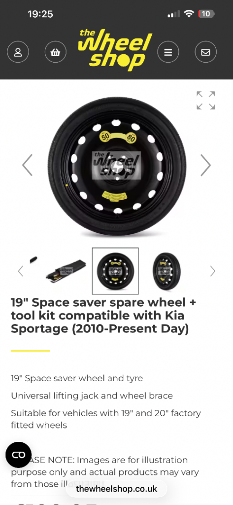 19 inch Space saver spare wheel