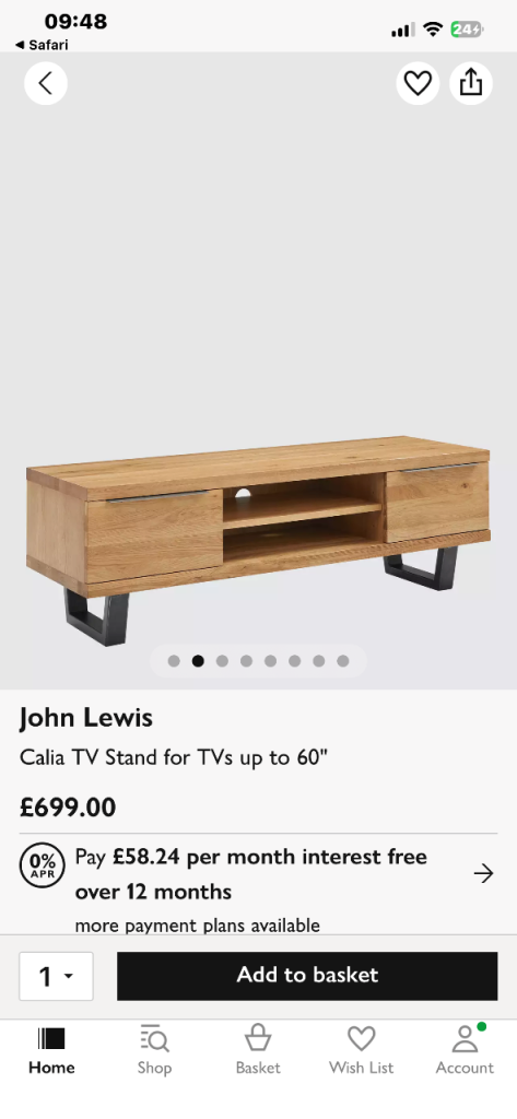 Calia TV unit solid oak and metal