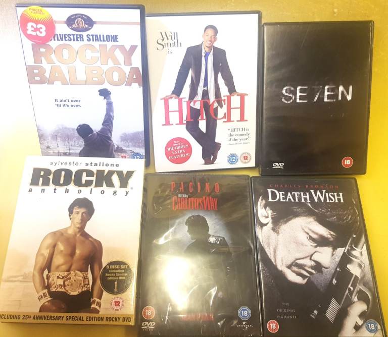 Selection of DVDs – Rocky, Hitch, Se7en, Death Wish