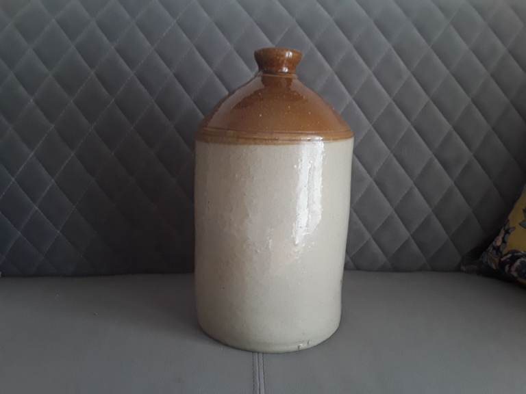 Vintage Stoneware Demijohn Jug - Two-Tone Ceramic Bottle