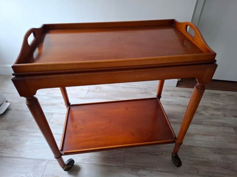 image for Solid wood hostess trolley with removable top 