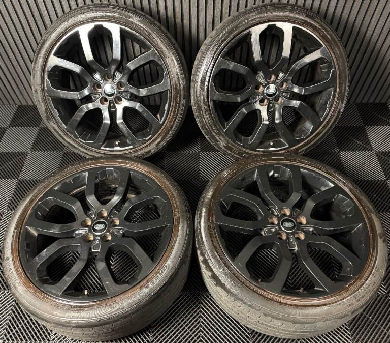 22" GENUINE RANGE ROVER SPORT LAND DISCOVERY BLACK WHEELS TYRES ALLOYS 5001