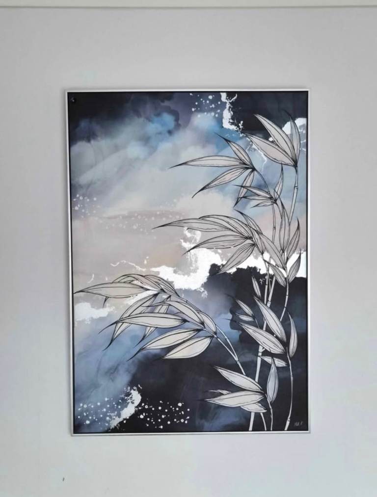 Navy Abstract Large Framed Canvas Wall Art from Next