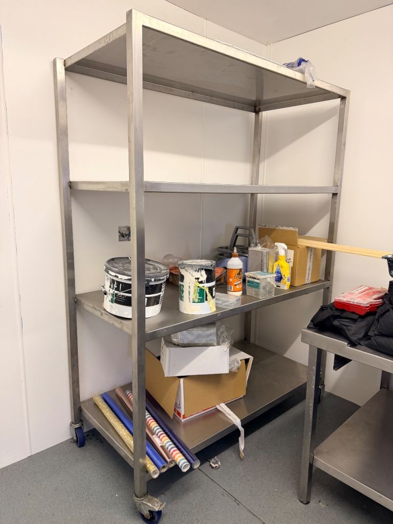 4Tier shelving unit on wheels