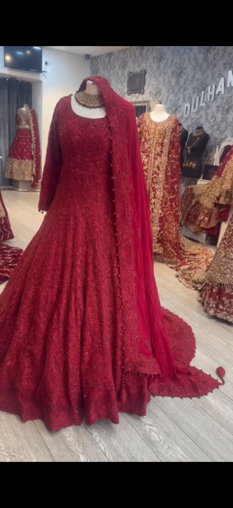 Red on red wedding dress 