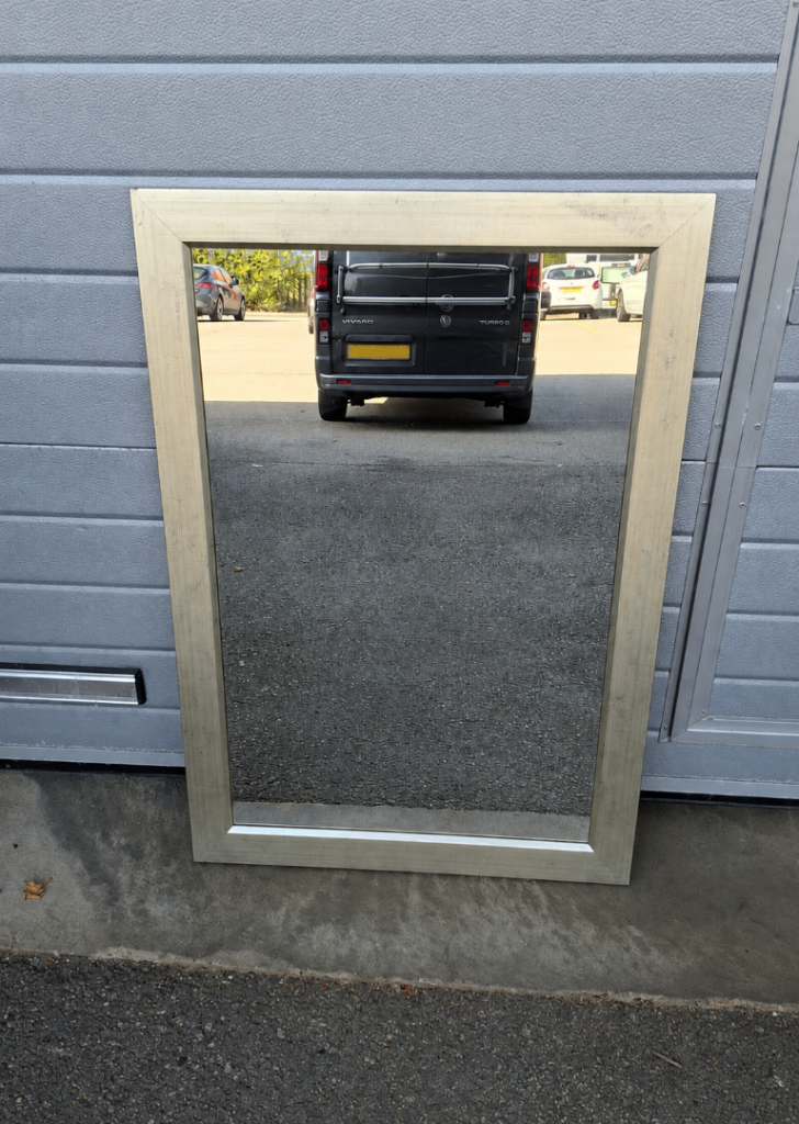 Large Framed Wall Mirror 102cm x 72cm – Silver/Champagne Frame