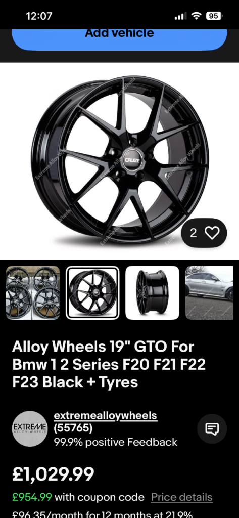 19” Alloy wheels for bmw f20, f21,f22&f23