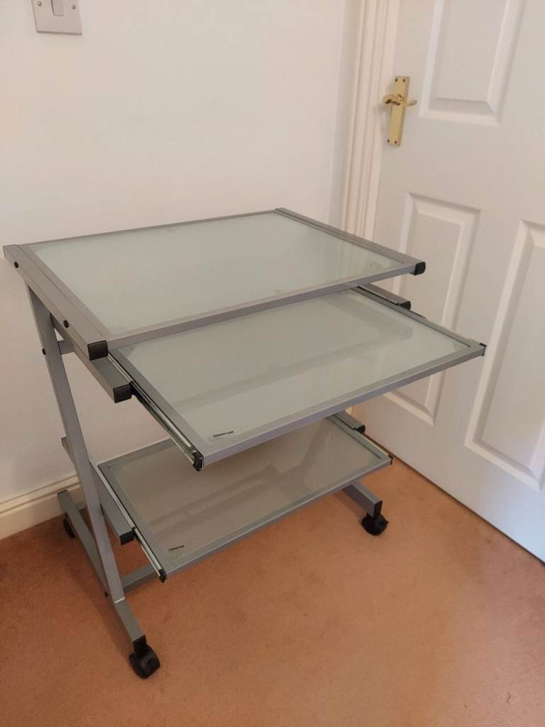 Metal and Glass, Compact Computer Desk / Workstation