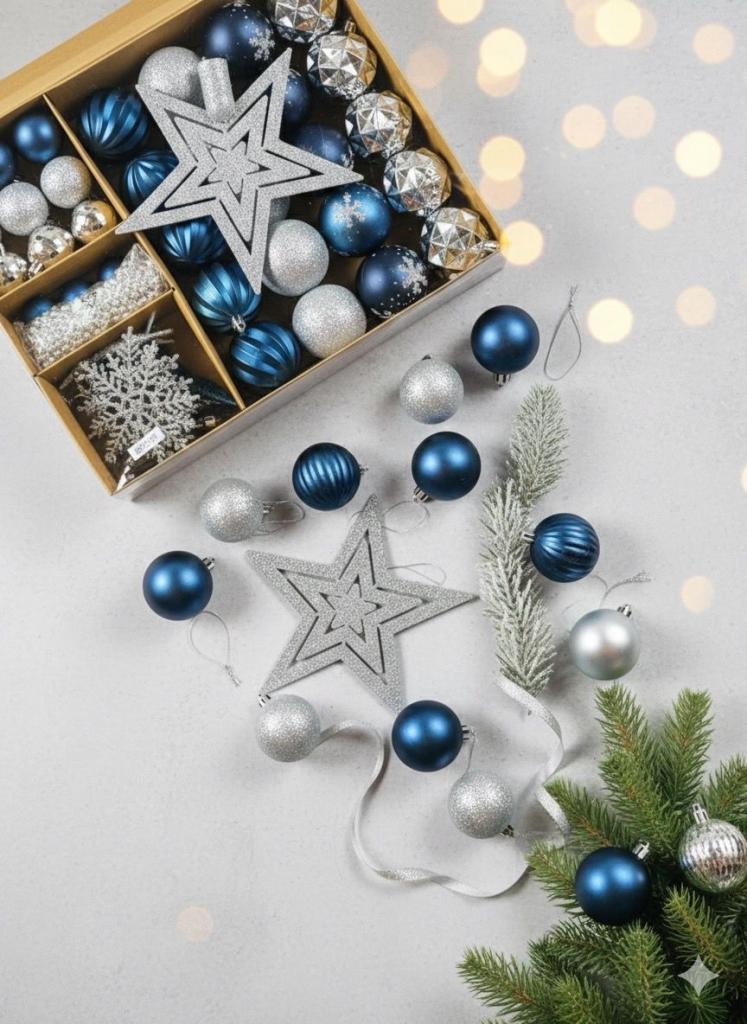 Christmas Tree Decorations Baubles 52pcs 3-10cm Xmas Hanging Balls