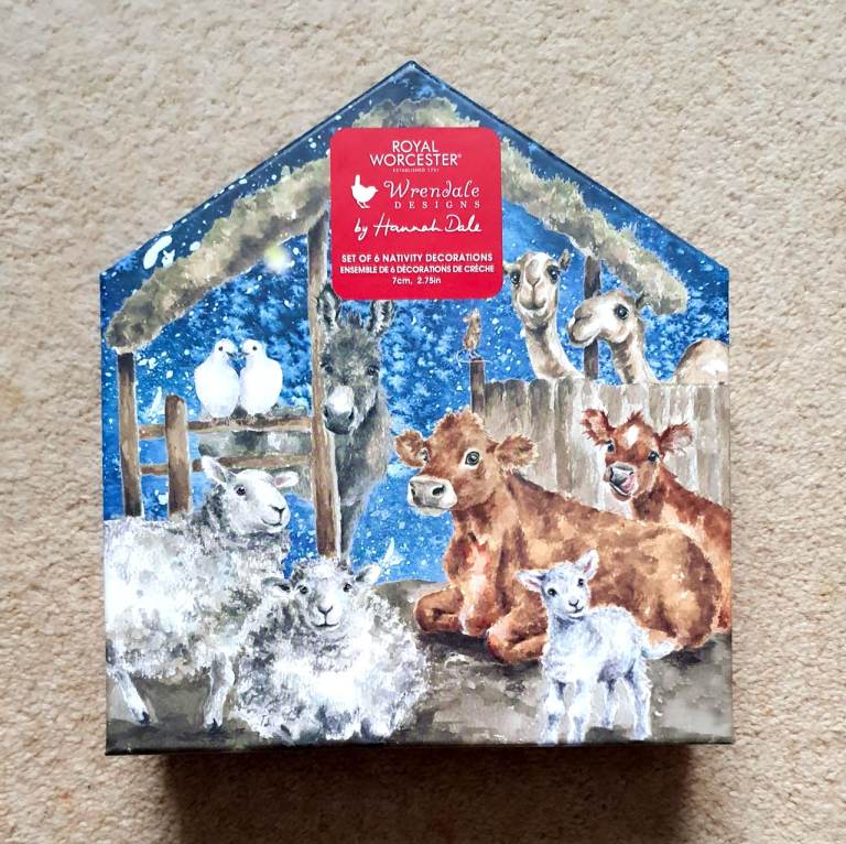 Royal Worcester Wrendale Set 6 Porcelain Nativity Christmas Tree Decorations. Brand NEW