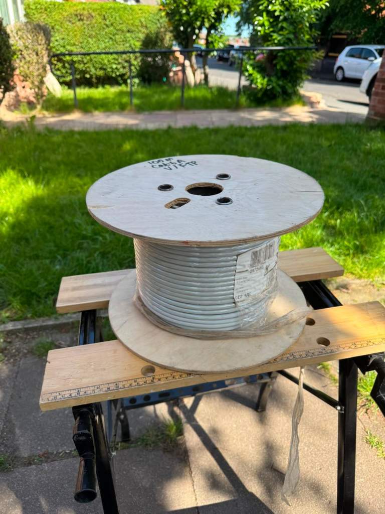 100-meter spool of Category 6A (Cat6A) shielded Ethernet cab