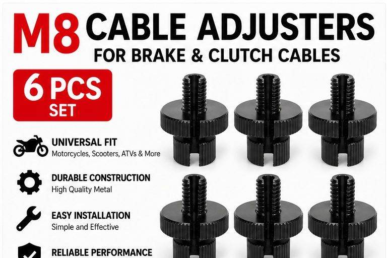 6Pcs M8 Brake Clutch Cable Adjusters Black Motorcycle Scooter ATV Bike
