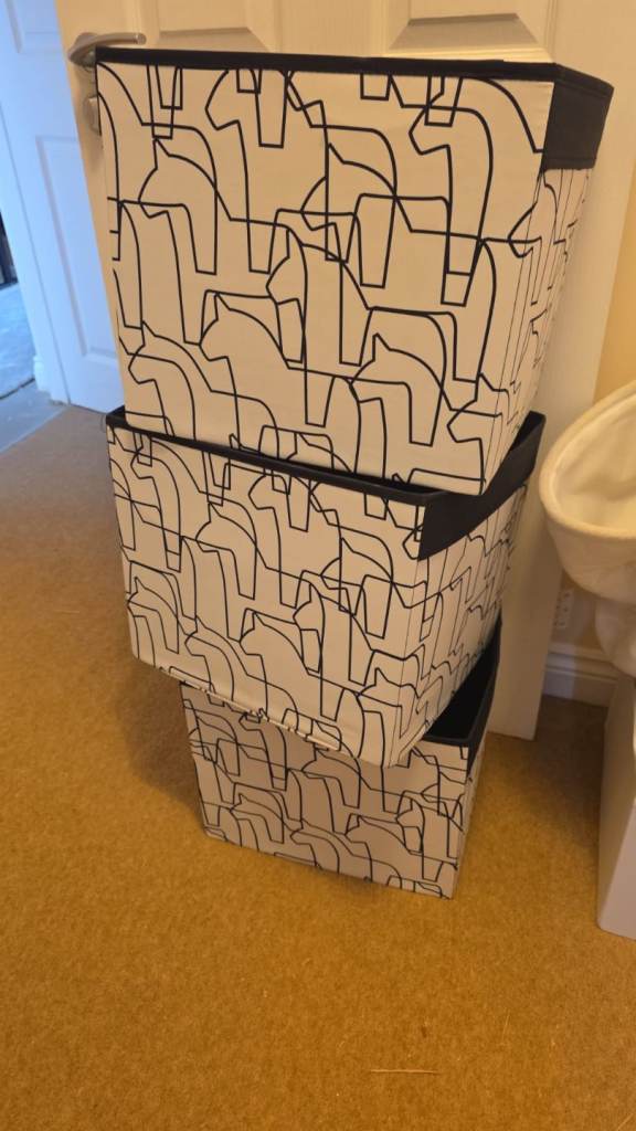 Ikea kallex boxes 3 black and white for £8