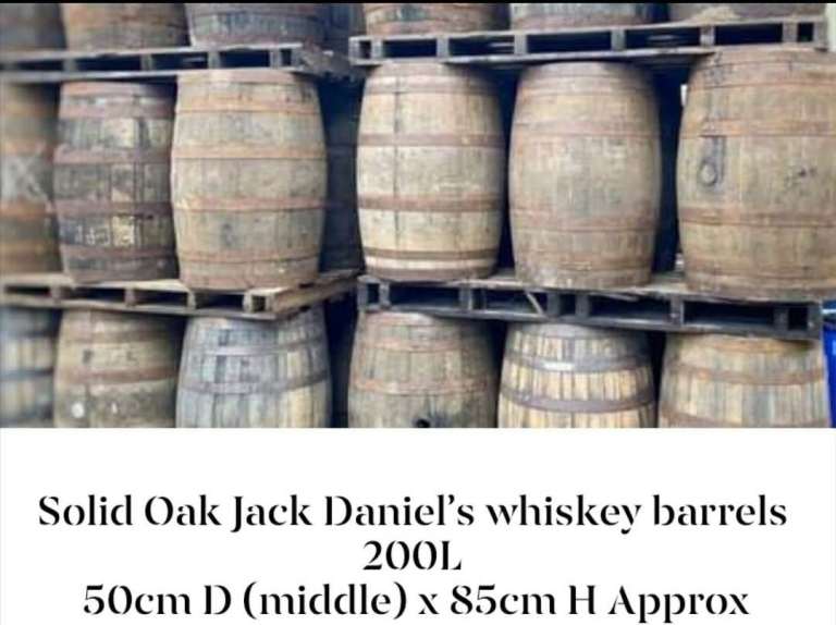 Solid Oak Jack Daniel's Whiskey Barrel 200L – Garden Feature
