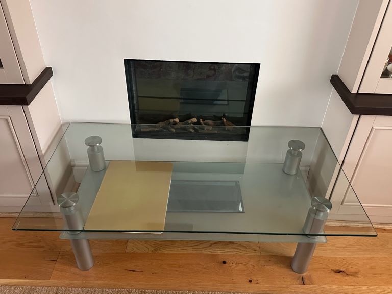 Furniture Village glass living room coffee.l table set grey 