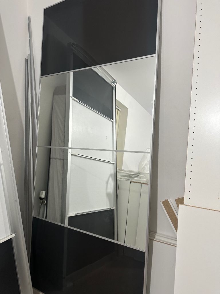 IKEA wardrobe pair sliding door two mirror panels 200 x 201