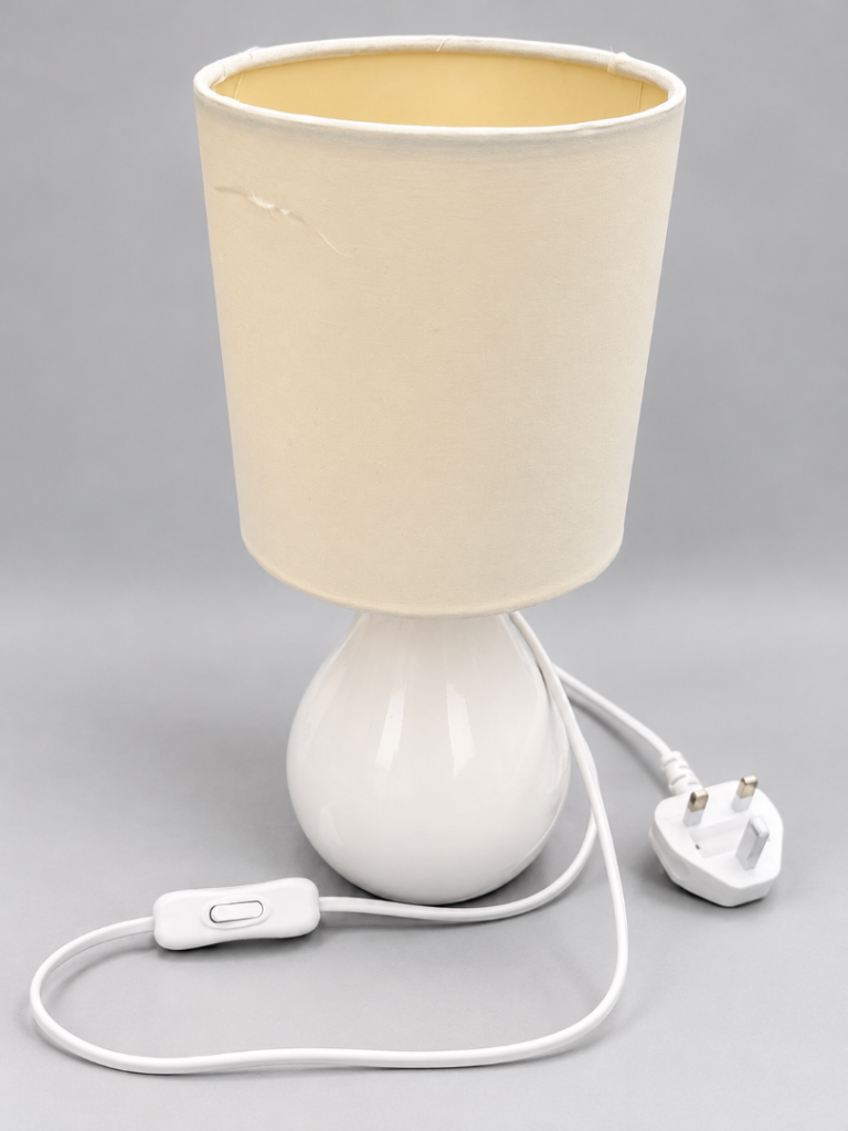 Argos HOME Cream Table Lamp Fabric Shade White Base DK-00353 Bedside ...