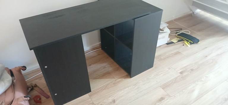 Black Desk with Shelving – Good Condition