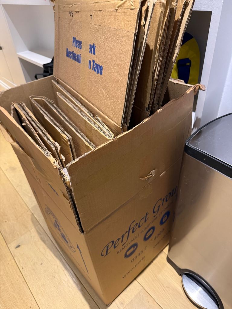 Large Moving Boxes & Packing Material – Used Condition