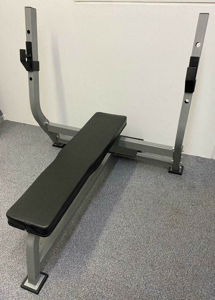 FXR Sports Heavy Duty Commercial Flat Bench Press w/ Olympic Barbell Squat Rack