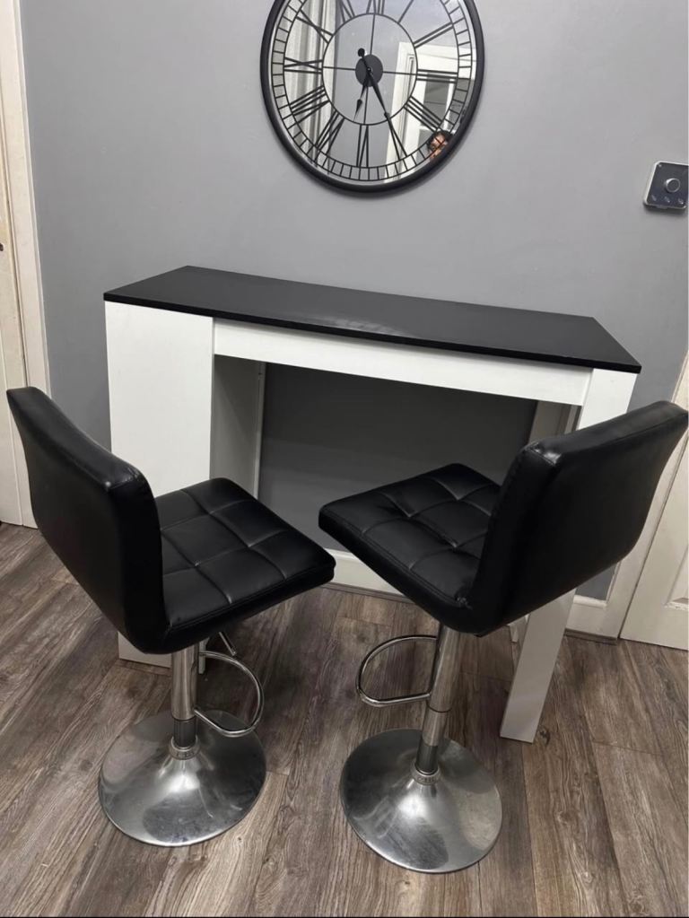 Modern High Table and Two Bar Stools Set - Great Condition!"