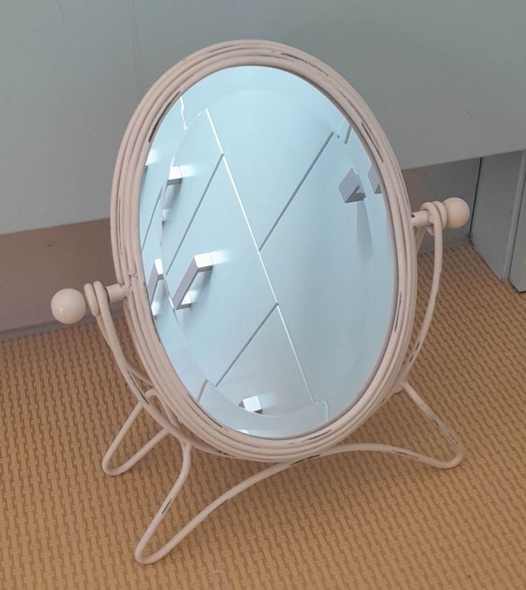 VINTAGE ENAMEL BEVEL-EDGE MIRROR