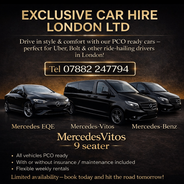 Pco car hire Mercedes vito/evitos 7, 9 seaters 