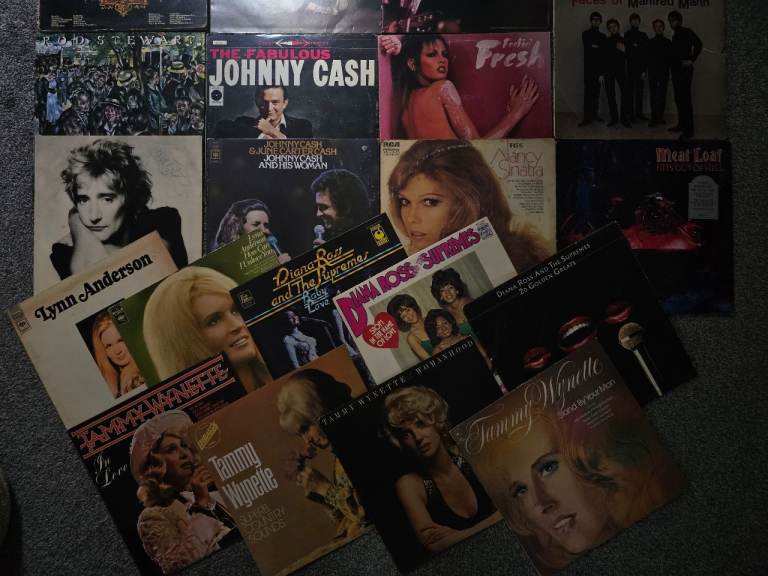 Job Lot Vinyl Records Queen Rod Stewart Meatloaf Country Johnny Cash etc