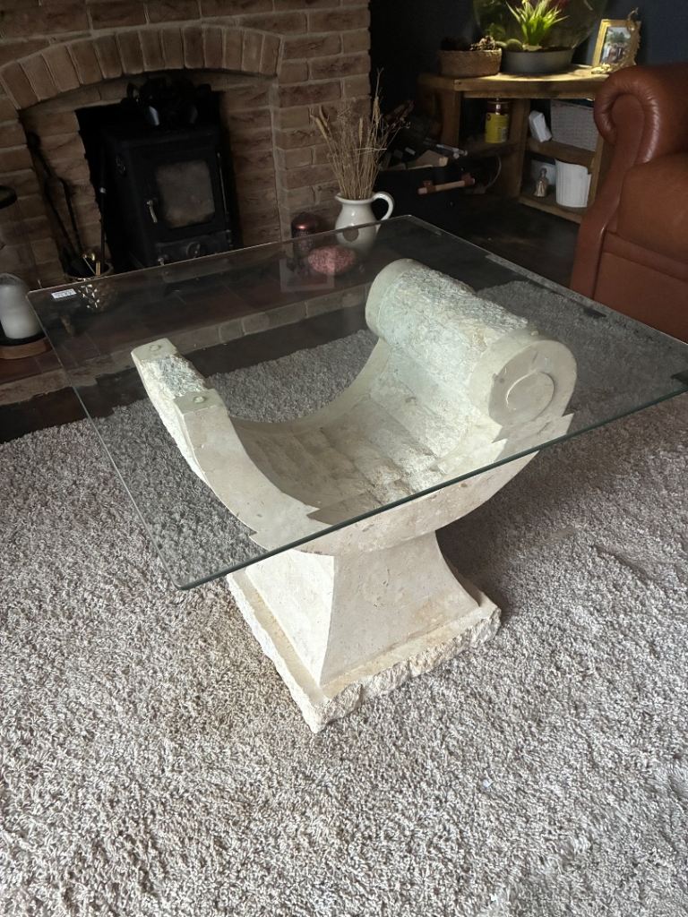 Tessellated Stone Organic Shape Base Square Sofa Coffee/Console Table Art Deco