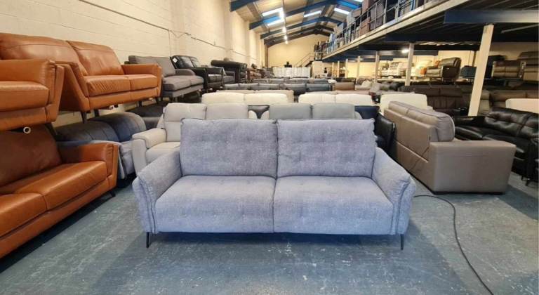 Ex-display Italia Living Bolzano grey fabric electric recliner 3 seater sofa