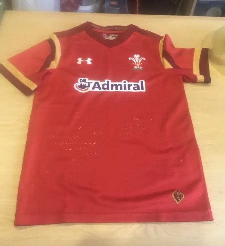 Boys YMD Wales Rugby Union Under Armour Home Shirt in Red admiral