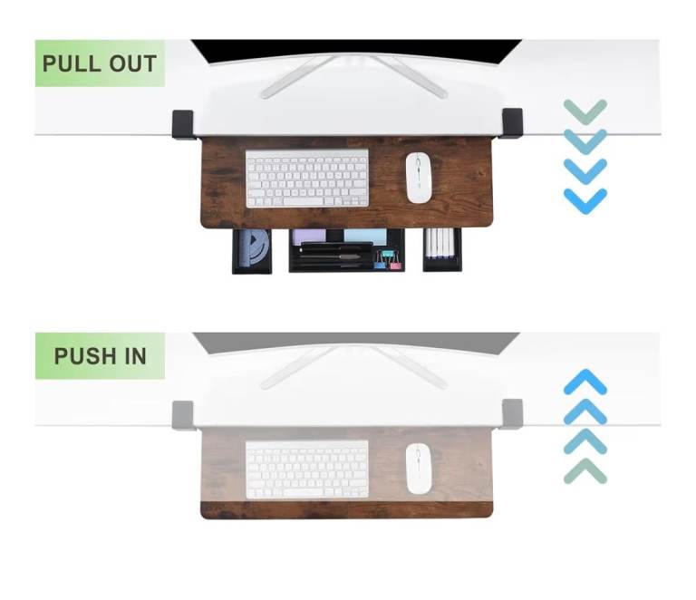 Keyboard Tray Under Desk with Drawer,26.77" X 11.81"Large Size Keyboard Tray 