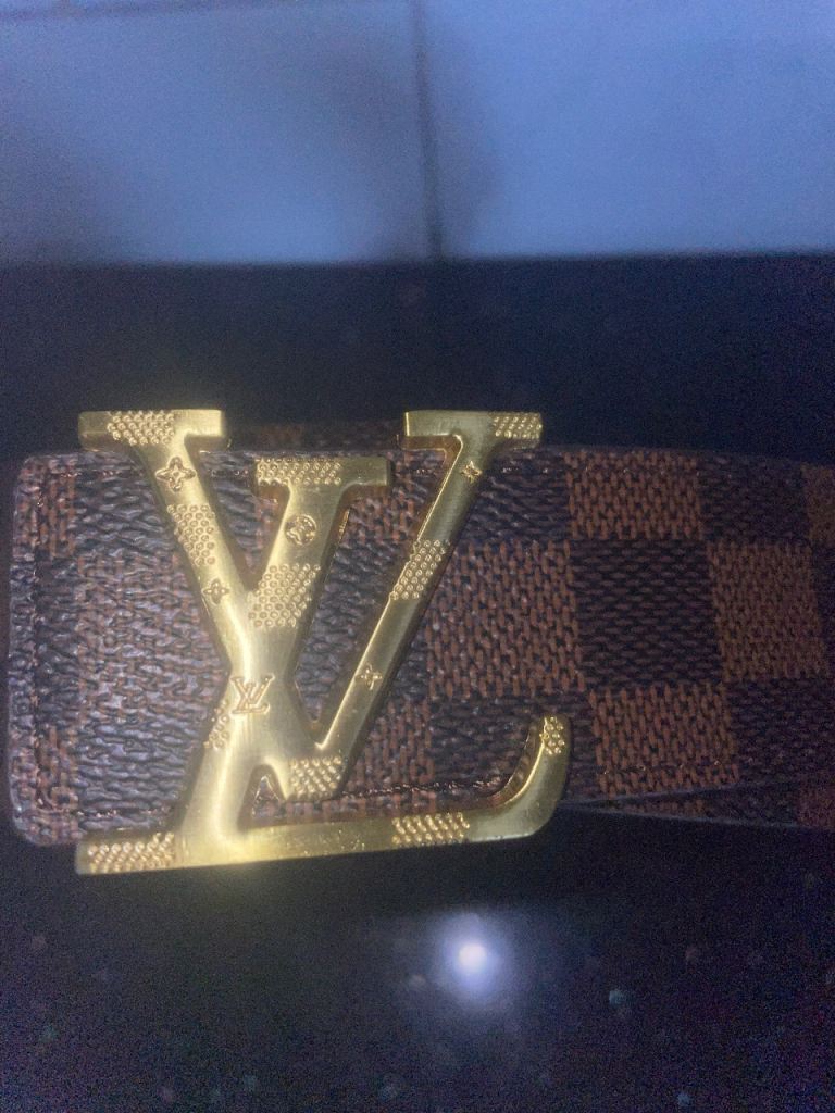 Louis vuilton Belt Gold Buckle Black/Brown Chequered