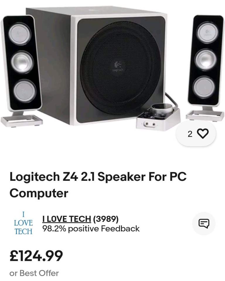 LOGITECH Z4 2.1 SPEAKER for PC COMPUTER with Subwoofer & Dual Satellite speakers