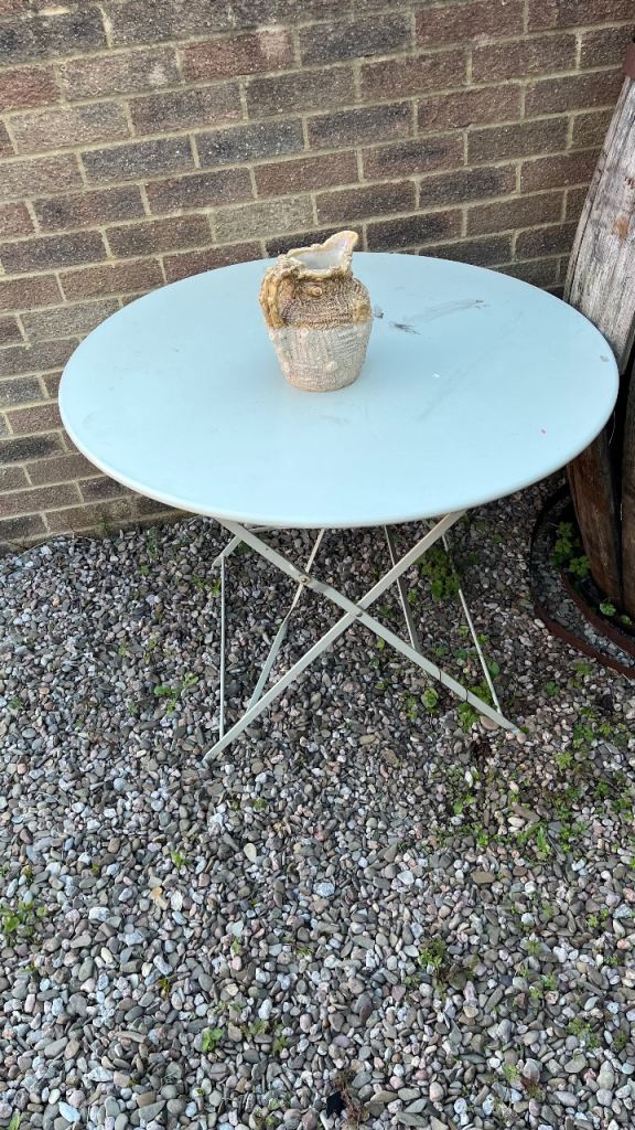 Round metal Bistro table. 