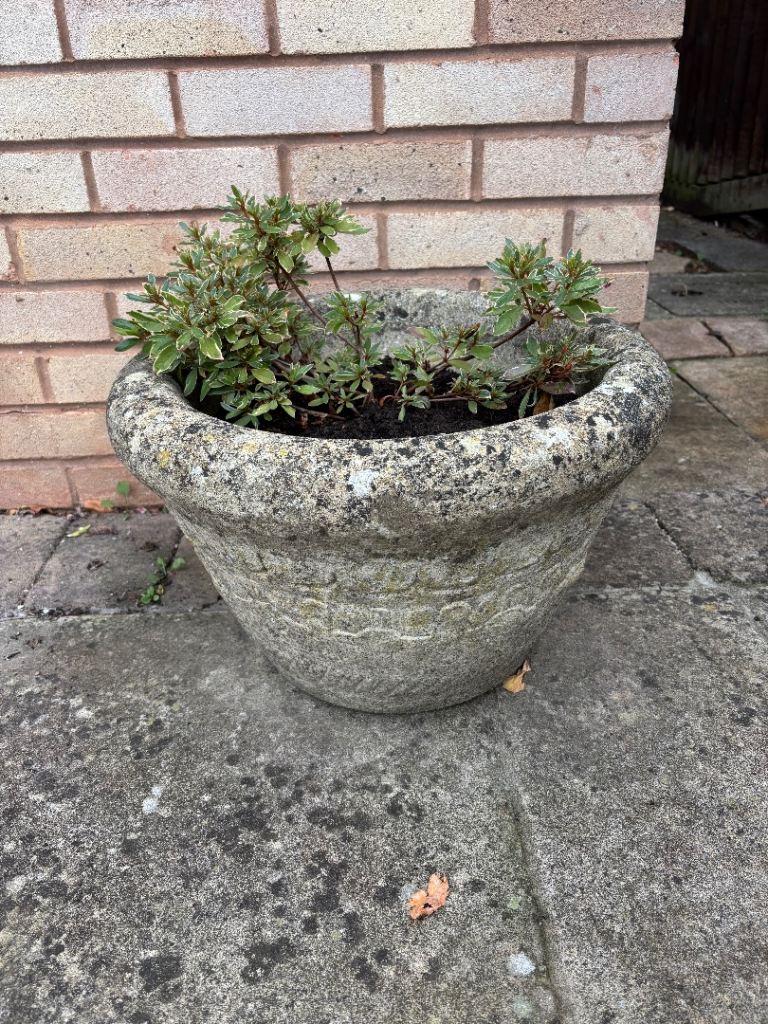 Large Stone Garden Planter Pot - Weathered 