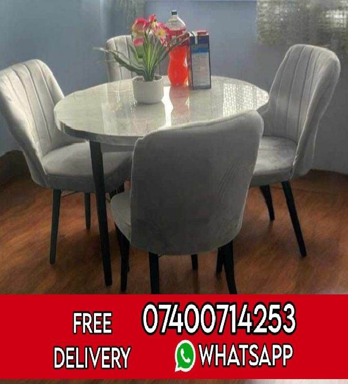 🔥 Brand New Plush Velvet Marble‑Effect Dining Table Round Set • 4 Chairs • Weekend Sale