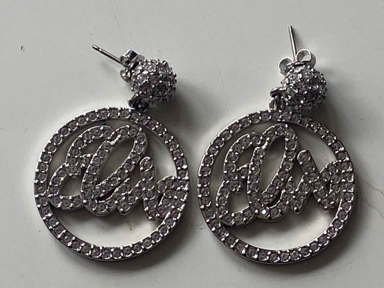 Elvis Crystal Hoop Earrings - Silver, As Good As New