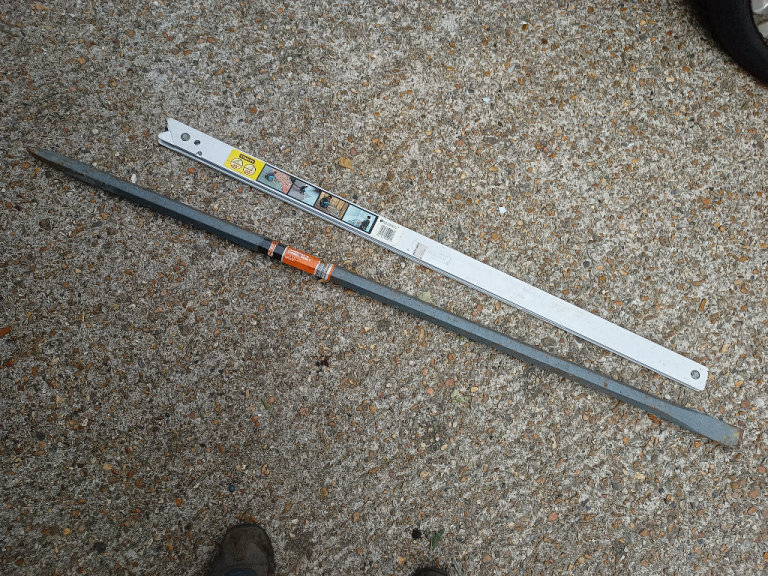 Folding landscaping square and crowbar chisel/point