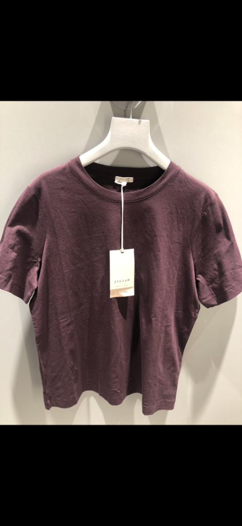 Jigsaw Supima Cotton Crew T-Shirt – Aubergine, Size S