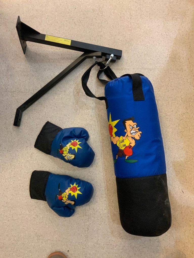 Kids punching bag and matching gloves 
