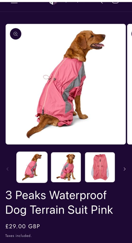 3 Peaks Waterproof Dog Terrain Suit Pink (Small)