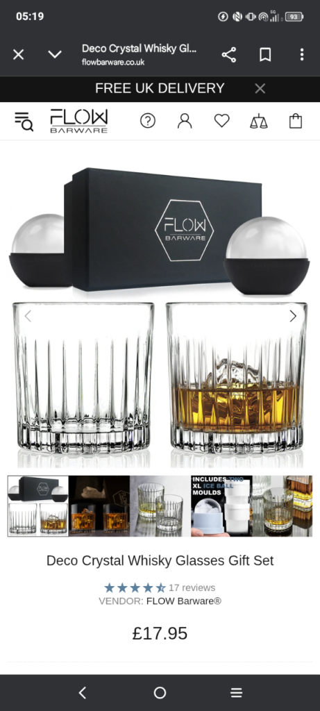 Flow barware whiskey glasses 