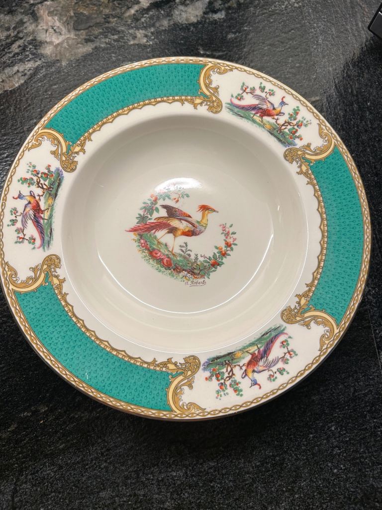 Vintage Myott Green Chelsea Bird Dish