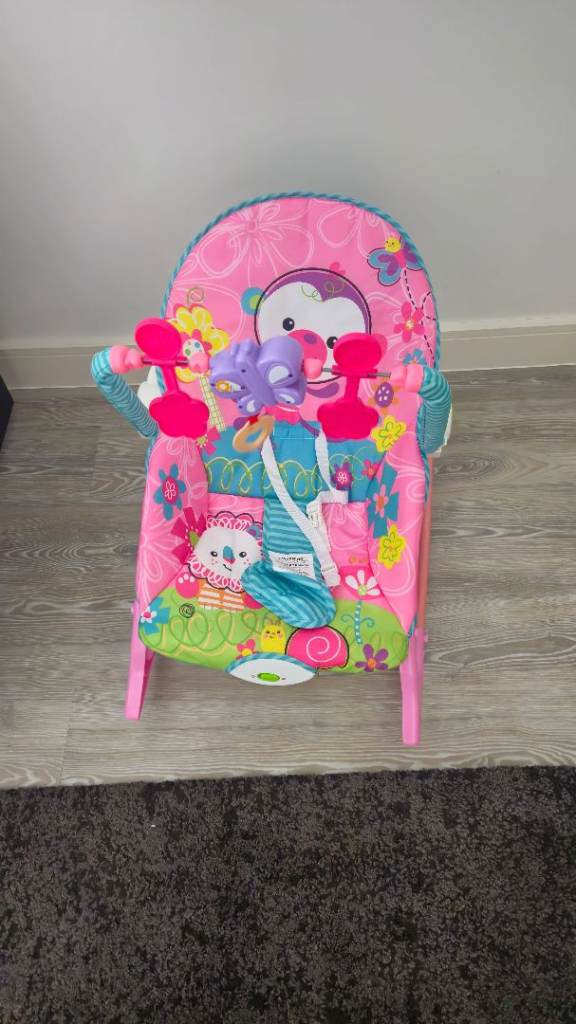 Baby Bouncer – Pink Monkey Design, Good Condition