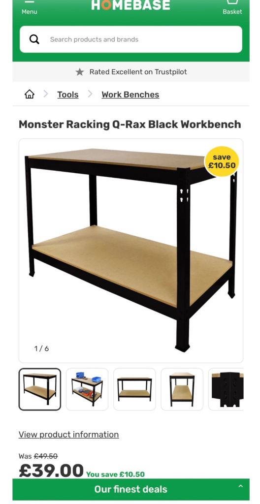 Monster Racking Q-RAX Workbench – Black, in Box
