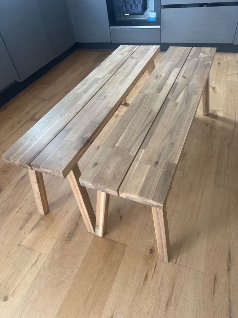 Pair of IKEA SKOGSTA Solid Acacia Benches