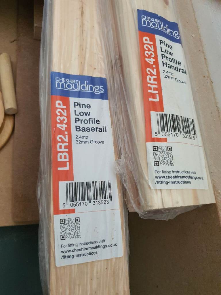 Handrail, baserail and spindles for stairs